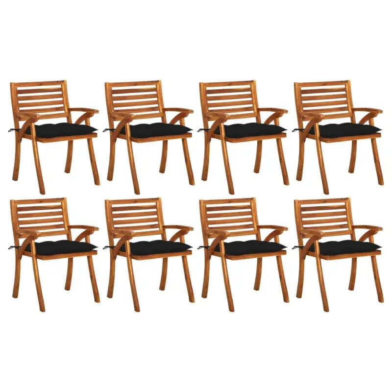 Tuinstoelen set van massief acaciahout met touwtjes voor tuin of terras - Zwart / 8 - Tuinstoelen