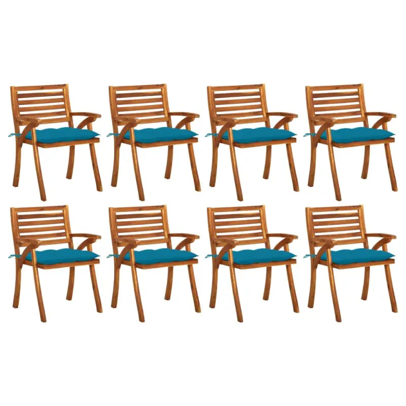 Tuinstoelen set van massief acaciahout met touwtjes voor tuin of terras - lichtblauw / 8 - Tuinstoelen