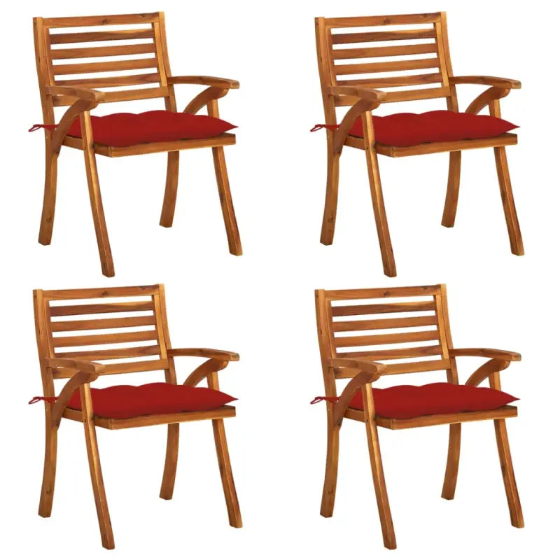 Tuinstoelen set van massief acaciahout met touwtjes voor tuin of terras - Rood / 4 - Tuinstoelen