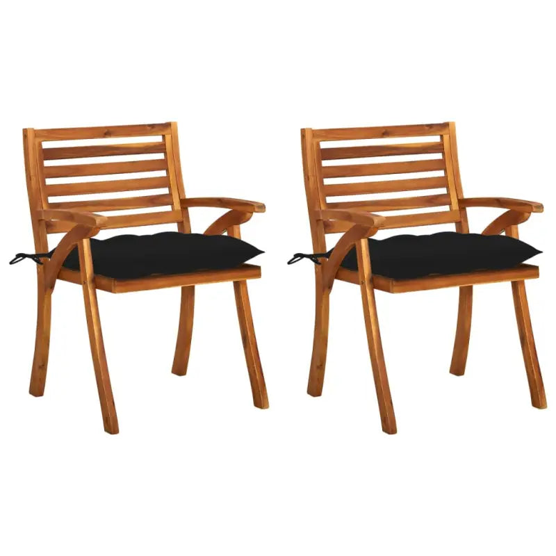 Tuinstoelen set van massief acaciahout met touwtjes voor tuin of terras - Zwart / 2 - Tuinstoelen