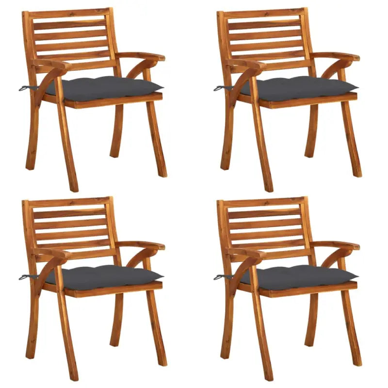 Tuinstoelen set van massief acaciahout met touwtjes voor tuin of terras - Antraciet / 4 - Tuinstoelen