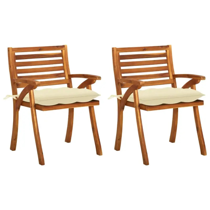 Tuinstoelen set van massief acaciahout met touwtjes voor tuin of terras - Crème / 2 - Tuinstoelen