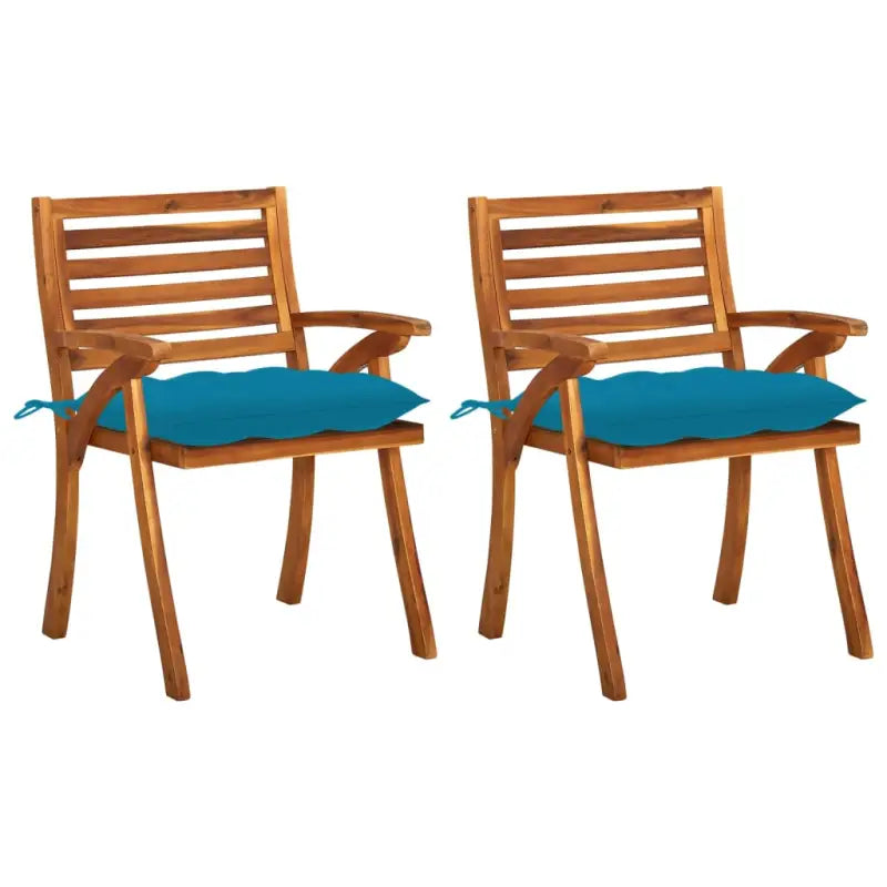 Tuinstoelen set van massief acaciahout met touwtjes voor tuin of terras - lichtblauw / 2 - Tuinstoelen