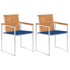 Tuinstoelen van massief acaciahout en roestvrij staal voor buiten gebruik - koningsblauw / 2 - Tuinstoelen