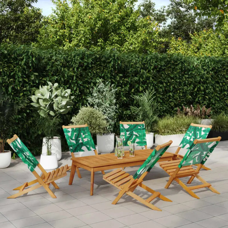 Tuinstoelen van massief acaciahout met gekantelde rugleuning - Bladpatroon / 6 - Tuinstoelen