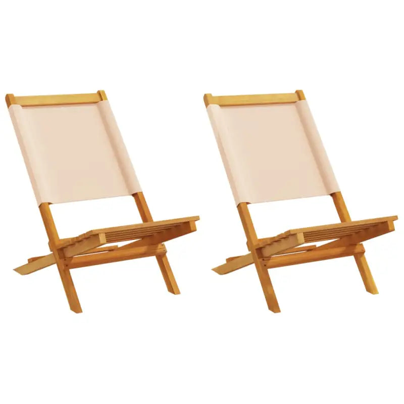 Tuinstoelen van massief acaciahout met gekantelde rugleuning - Beige / 2 - Tuinstoelen
