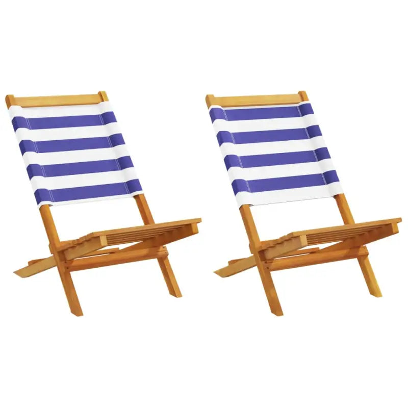 Tuinstoelen van massief acaciahout met gekantelde rugleuning - Blauw en wit / 2 - Tuinstoelen