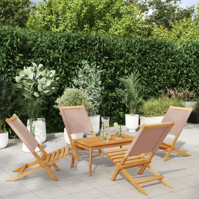 Tuinstoelen van massief acaciahout met gekantelde rugleuning - Taupe / 4 - Tuinstoelen