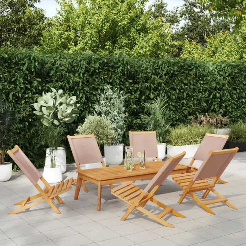 Tuinstoelen van massief acaciahout met gekantelde rugleuning - Taupe / 6 - Tuinstoelen