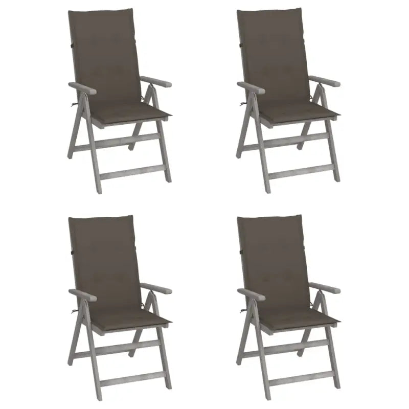 Tuinstoelen van massief acaciahout met greywash afwerking en kussens - Taupe / 4 - Tuinstoelen