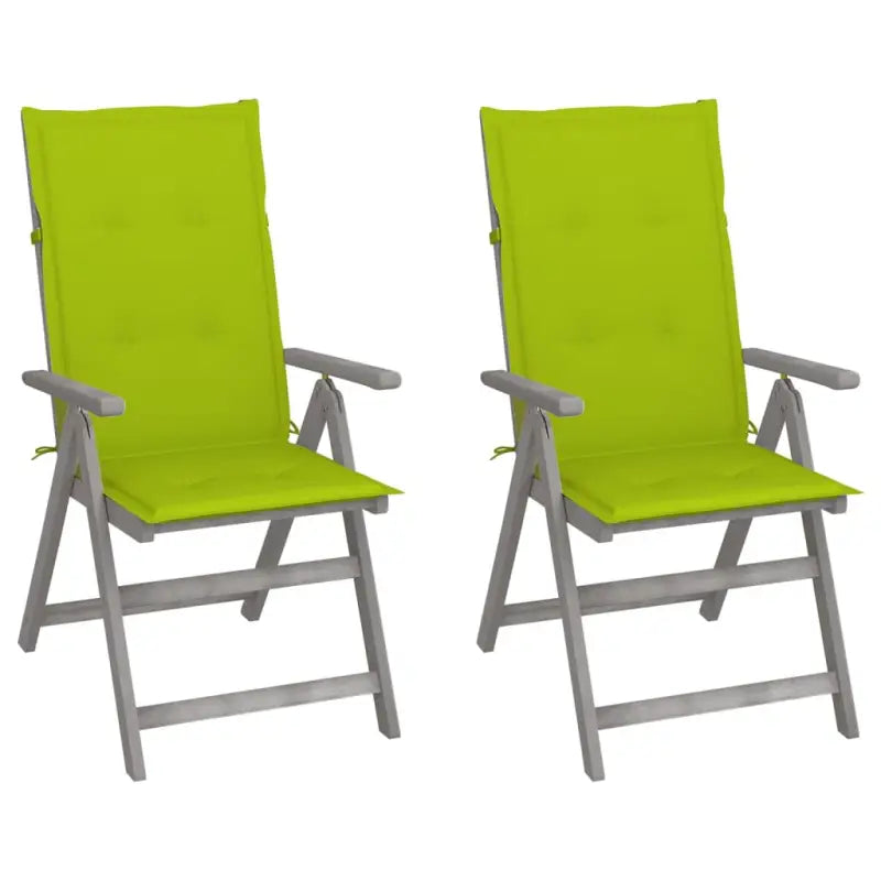 Tuinstoelen van massief acaciahout met greywash afwerking en kussens - Heldergroen / 2 - Tuinstoelen