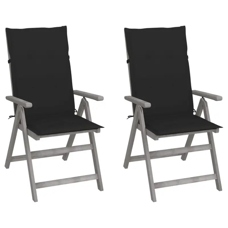 Tuinstoelen van massief acaciahout met greywash afwerking en kussens - Zwart / 2 - Tuinstoelen