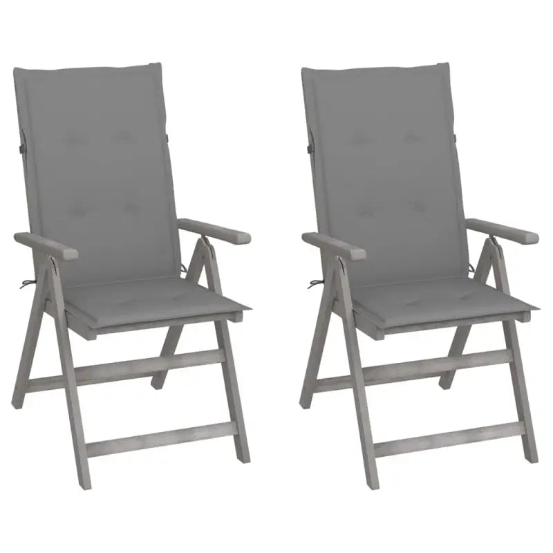 Tuinstoelen van massief acaciahout met greywash afwerking en kussens - Grijs / 2 - Tuinstoelen