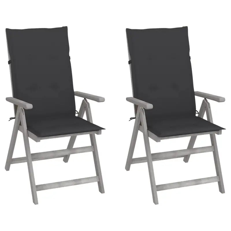 Tuinstoelen van massief acaciahout met greywash afwerking en kussens - Antraciet / 2 - Tuinstoelen