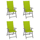 Tuinstoelen van massief acaciahout met greywash afwerking en kussens - Heldergroen / 4 - Tuinstoelen