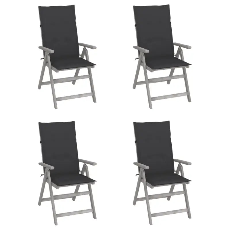Tuinstoelen van massief acaciahout met greywash afwerking en kussens - Antraciet / 4 - Tuinstoelen