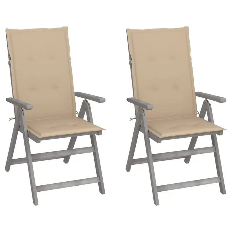 Tuinstoelen van massief acaciahout met greywash afwerking en kussens - Tuinstoelen