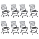 Tuinstoelen van massief acaciahout met kussens voor buiteneten - Antraciet / 8 - Tuinstoelen