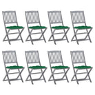 Tuinstoelen van massief acaciahout met kussens voor buiteneten - Groen / 8 - Tuinstoelen