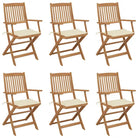 Tuinstoelen van massief acaciahout met kussens voor terras en tuin - Crème / 6 / Met armleuning - Tuinstoelen