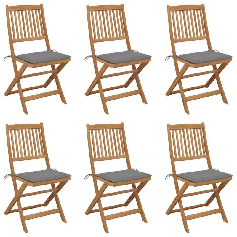 Tuinstoelen van massief acaciahout met kussens voor terras en tuin - Grijs / 6 / Zonder armleuning - Tuinstoelen