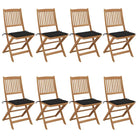 Tuinstoelen van massief acaciahout met kussens voor terras en tuin - Zwart / 8 / Zonder armleuning - Tuinstoelen