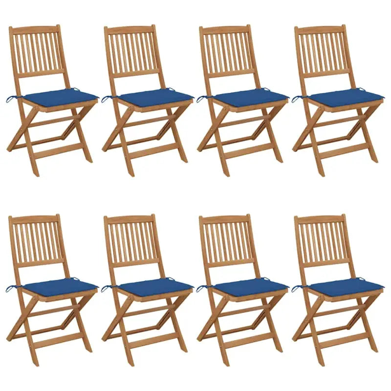 Tuinstoelen van massief acaciahout met kussens voor terras en tuin - koningsblauw / 8 / Zonder armleuning - Tuinstoelen