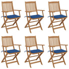 Tuinstoelen van massief acaciahout met kussens voor terras en tuin - koningsblauw / 6 / Met armleuning - Tuinstoelen