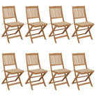 Tuinstoelen van massief acaciahout met kussens voor terras en tuin - Beige / 8 / Zonder armleuning - Tuinstoelen