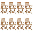 Tuinstoelen van massief acaciahout met kussens voor terras en tuin - Beige / 8 / Met armleuning - Tuinstoelen