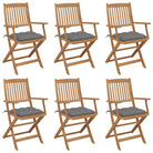 Tuinstoelen van massief acaciahout met kussens voor terras of tuin - Grijs / 6 - Tuinstoelen