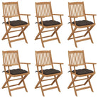 Tuinstoelen van massief acaciahout met kussens voor terras of tuin - Taupe / 6 - Tuinstoelen