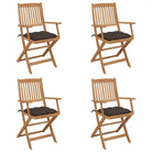 Tuinstoelen van massief acaciahout met kussens voor terras of tuin - Taupe / 4 - Tuinstoelen
