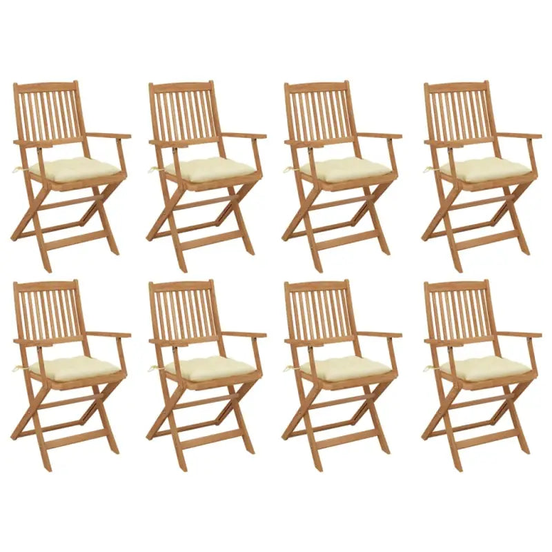Tuinstoelen van massief acaciahout met kussens voor terras of tuin - Crème / 8 - Tuinstoelen