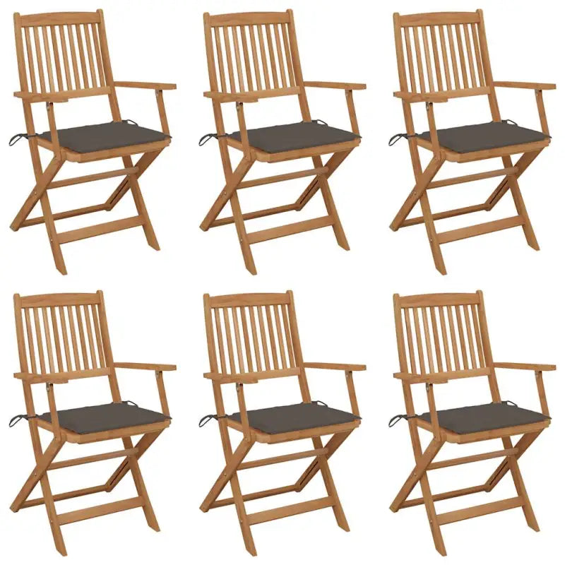 Tuinstoelen van massief acaciahout met kussens voor tuin en terras - Taupe / 6 - Tuinstoelen
