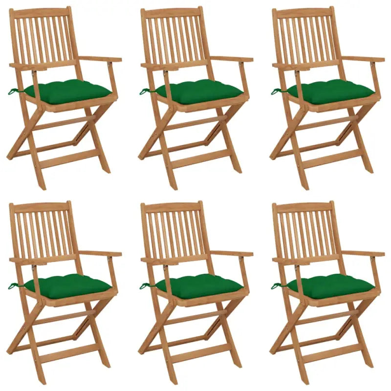 Tuinstoelen van massief acaciahout met kussens voor tuin en terras - Groen / 6 / Met armleuning - Tuinstoelen
