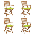 Tuinstoelen van massief acaciahout met kussens voor tuin en terras - Heldergroen / 4 - Tuinstoelen