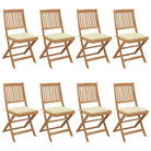 Tuinstoelen van massief acaciahout met kussens voor tuin en terras - Crème / 8 / Zonder armleuning - Tuinstoelen