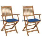 Tuinstoelen van massief acaciahout met kussens voor tuin en terras - koningsblauw / 2 - Tuinstoelen