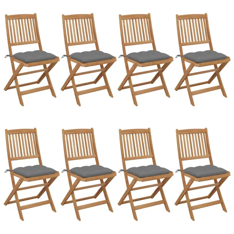 Tuinstoelen van massief acaciahout met kussens voor tuin en terras - Grijs / 8 / Zonder armleuning - Tuinstoelen