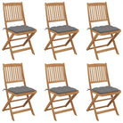 Tuinstoelen van massief acaciahout met kussens voor tuin en terras - Grijs / 6 / Zonder armleuning - Tuinstoelen