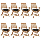 Tuinstoelen van massief acaciahout met kussens voor tuin en terras - Zwart / 8 / Met armleuning - Tuinstoelen