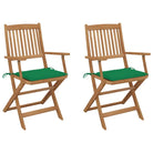 Tuinstoelen van massief acaciahout met kussens voor tuin en terras - Groen / 2 - Tuinstoelen