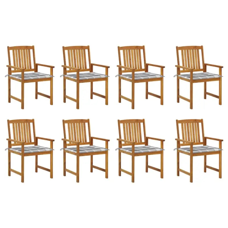 Tuinstoelen van massief acaciahout met rustieke charme - Grijs ruitpatroon / 8 - Tuinstoelen