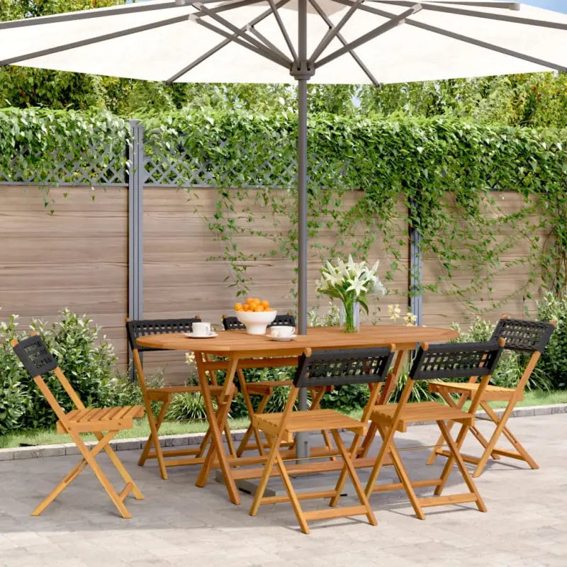 Tuinstoelen van massief acaciahout voor buiten genieten - Zwart / 6 - Tuinstoelen