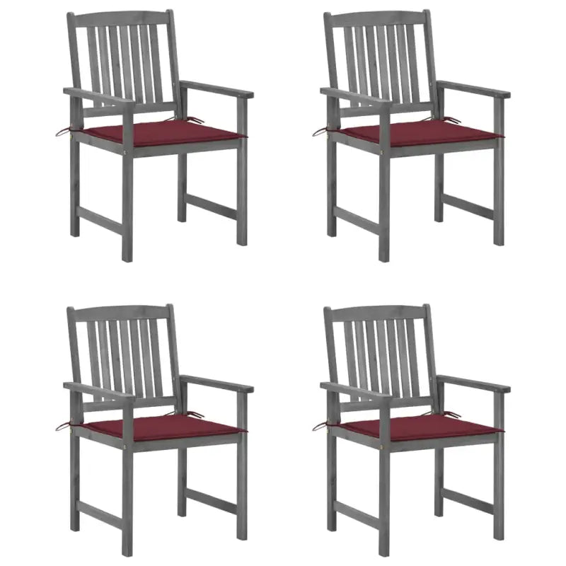 Tuinstoelen van massief acaciahout voor een rustieke buitenruimte - Wijnrood / 4 - Tuinstoelen