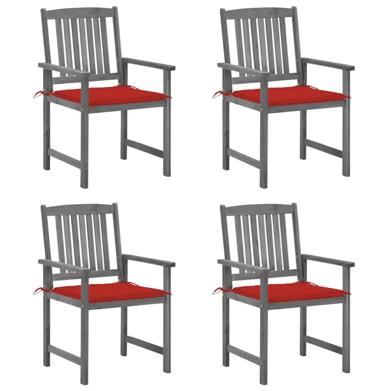 Tuinstoelen van massief acaciahout voor een rustieke buitenruimte - Rood / 4 - Tuinstoelen