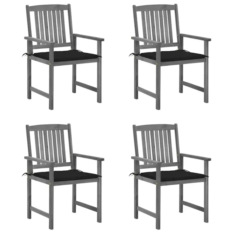 Tuinstoelen van massief acaciahout voor een rustieke buitenruimte - Zwart / 4 - Tuinstoelen