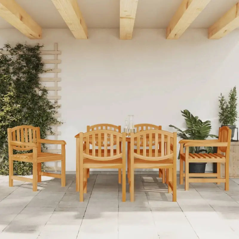 Tuinstoelen van massief teakhout met gelat ontwerp voor buiten - 6 - Tuinstoelen