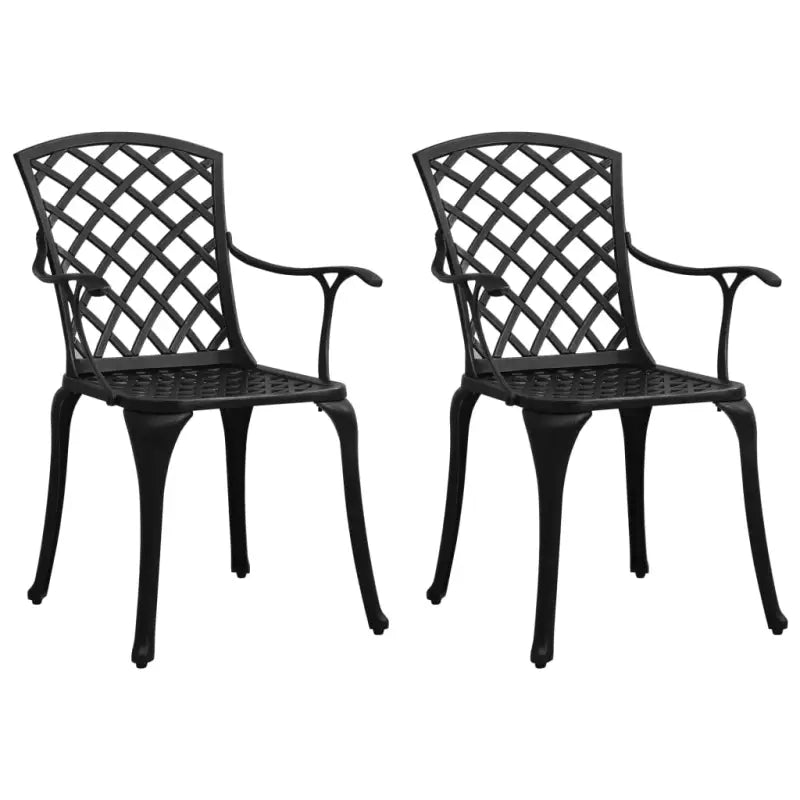 Tuinstoelenset van gietaluminium voor ontspannen tuinmomenten - Zwart / 2 - Tuinstoelen